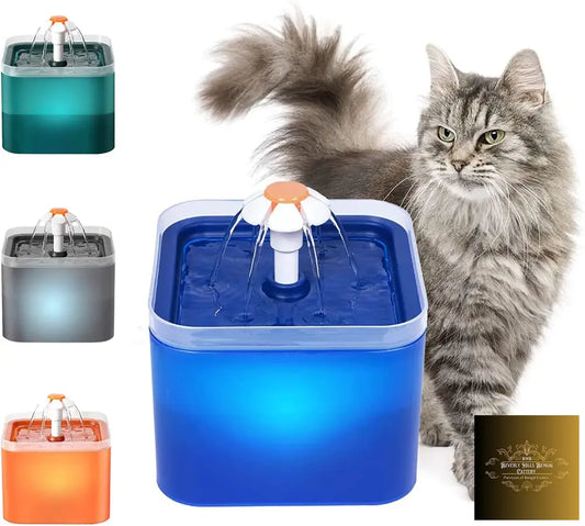 67Oz/2.0L LED Pet Fountain，Automatic Cat Water Fountain Dog Water Dispenser for Cats，Dogs，Other Pets (Blue)