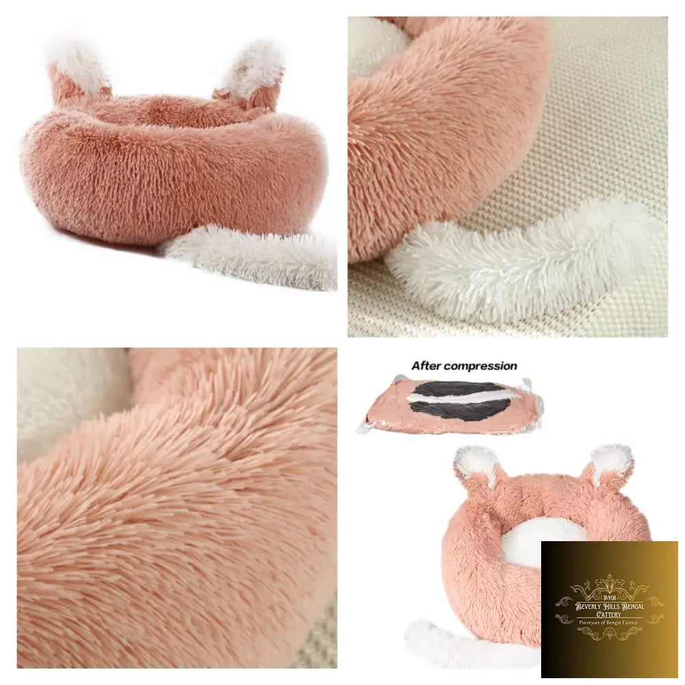 Plush Pet Bed With Ears And Tail For Cats Small Dogs Beds & Blankets